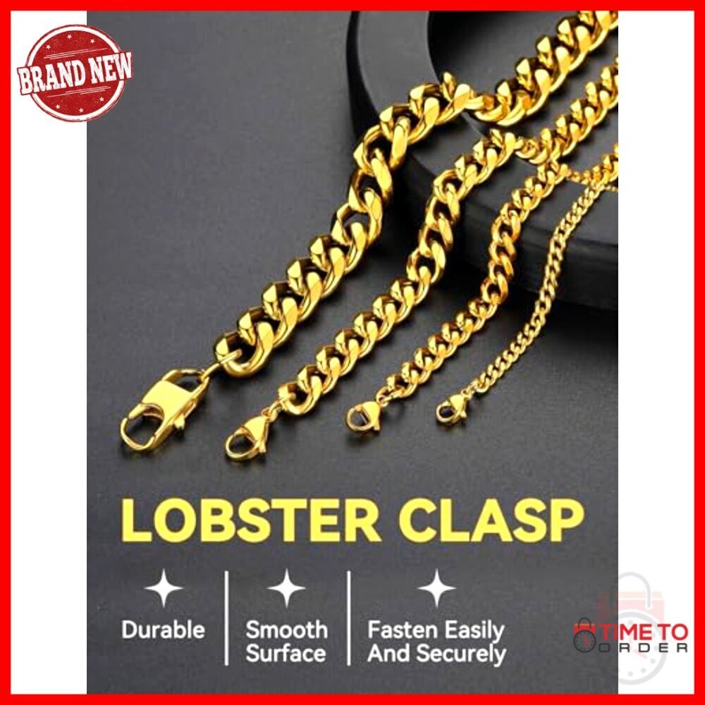 Stainless Steel Cuban Chain Necklace, 12mm Width, 18-30 Inch Lengths - Picture 4 of 7